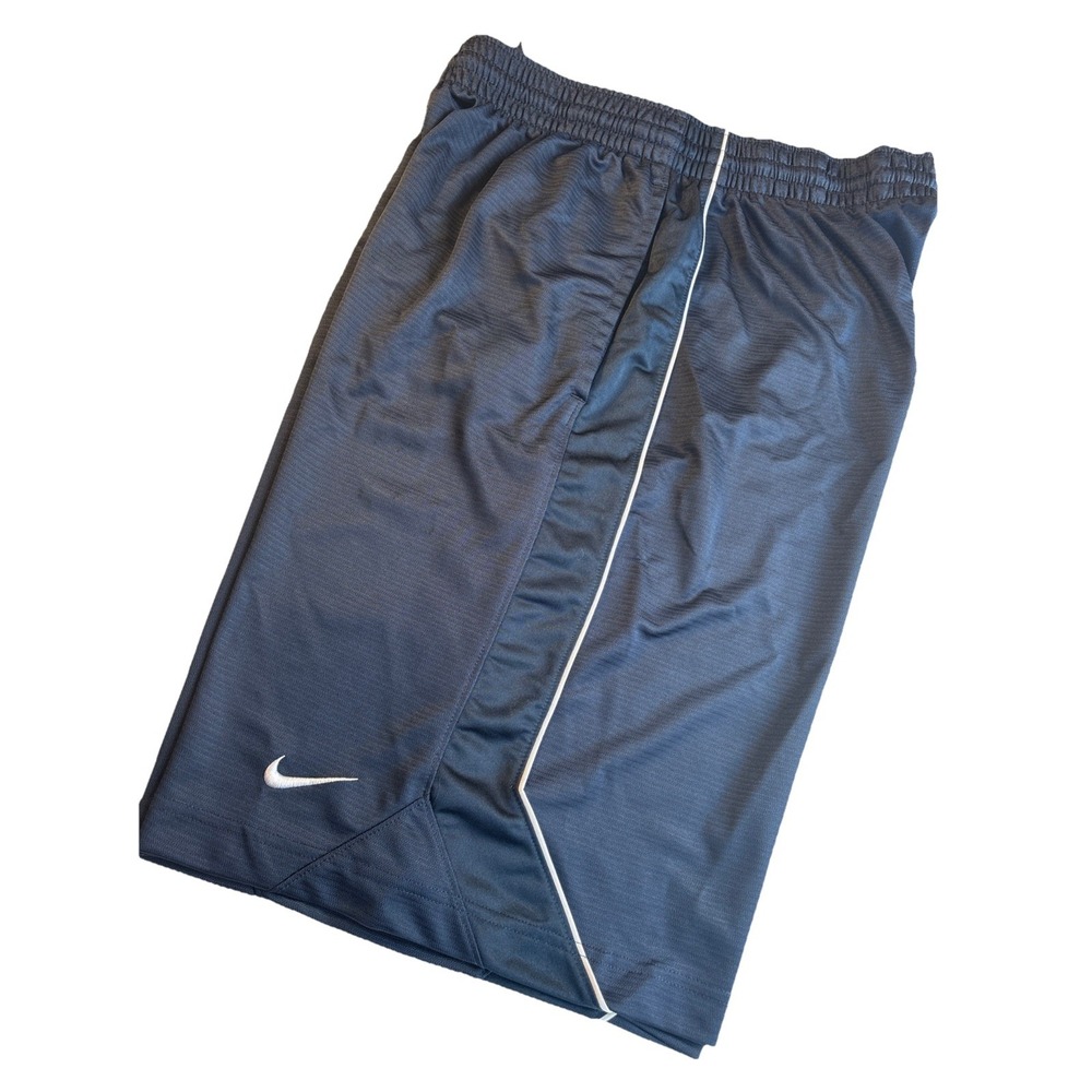NIKE Basketball Shorts Navy With‎ White Swoosh Men's LARGE
